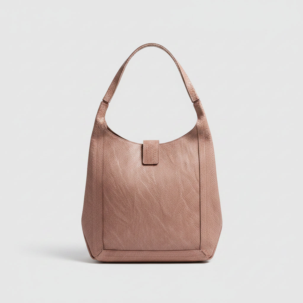 Donald J. Pliner tan lizard textured shoulder bag