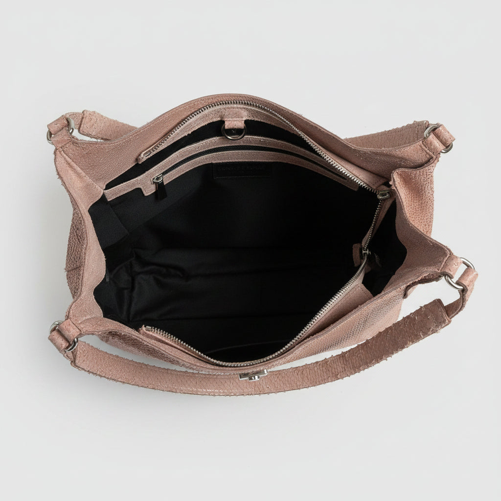 Donald J. Pliner tan lizard textured shoulder bag