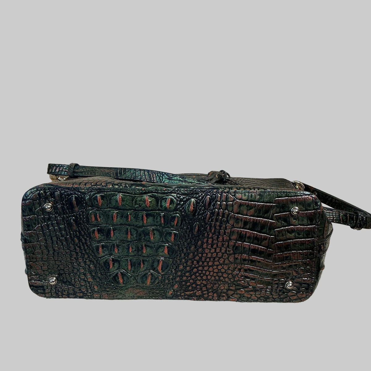 Brahmin dark green & bronze Duxbury satchel