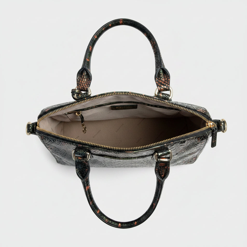 Brahmin dark green & bronze Duxbury satchel