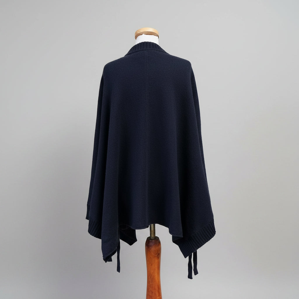 Chloe navy cashmere sweater cape, size M/L