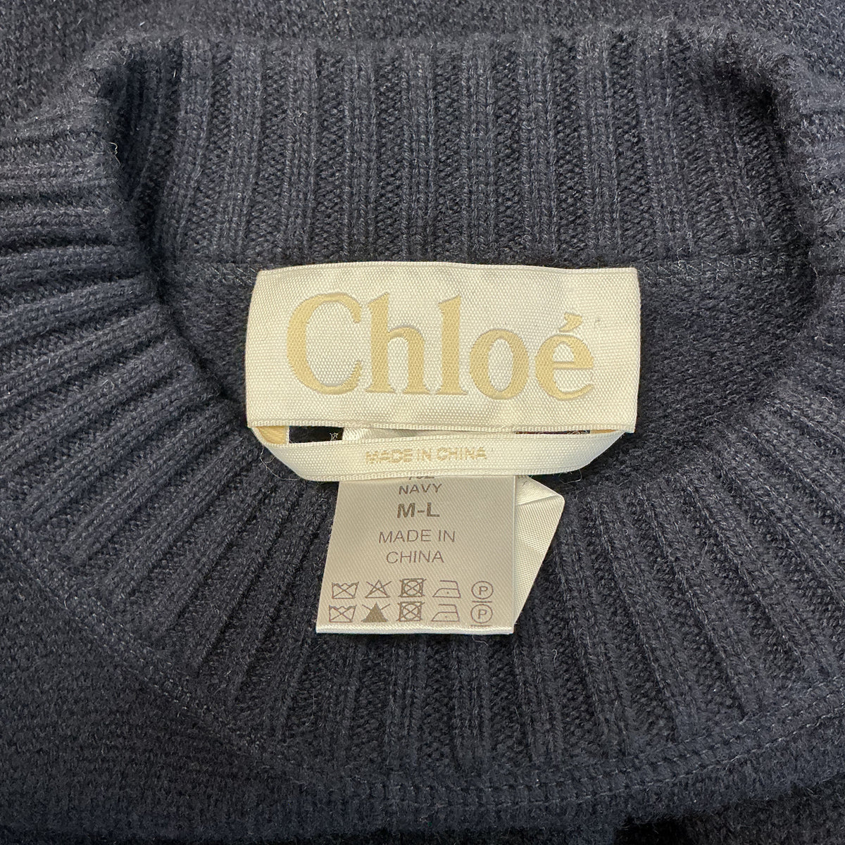 Chloe navy cashmere sweater cape, size M/L