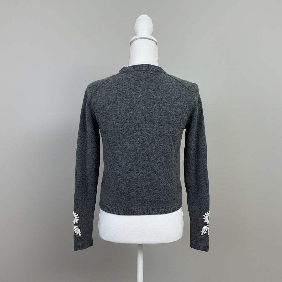 Alex Mill gray floral Becca cardigan, size XS