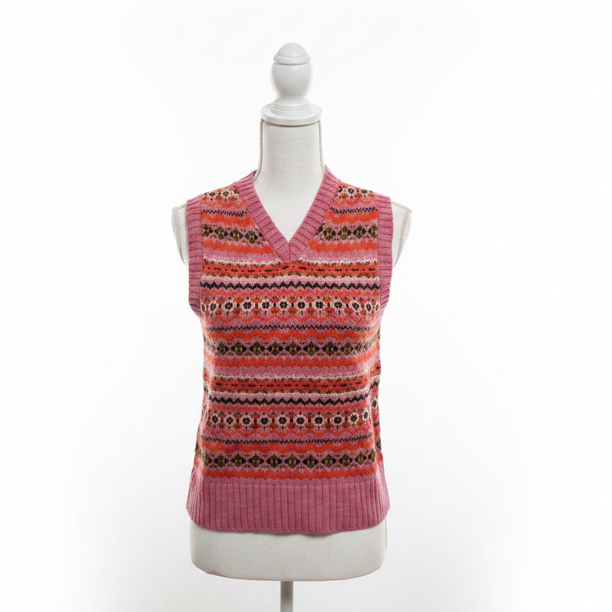 Alex Mill pink Fair Isle vest, size XS