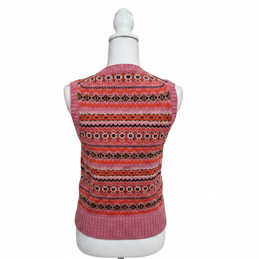 Alex Mill pink Fair Isle vest, size XS