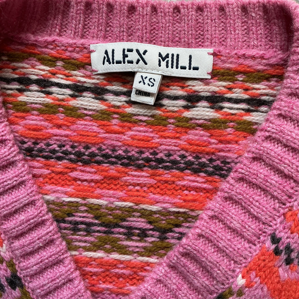 Alex Mill pink Fair Isle vest, size XS