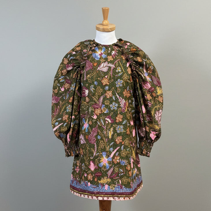 Ulla Johnson olive green floral Devya dress, size XS