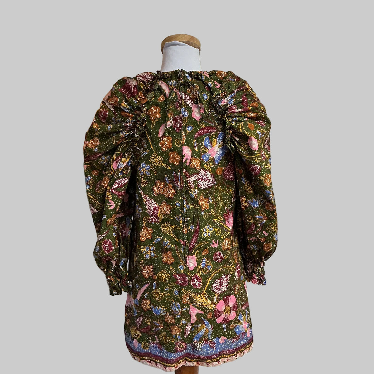 Ulla Johnson olive green floral Devya dress, size XS