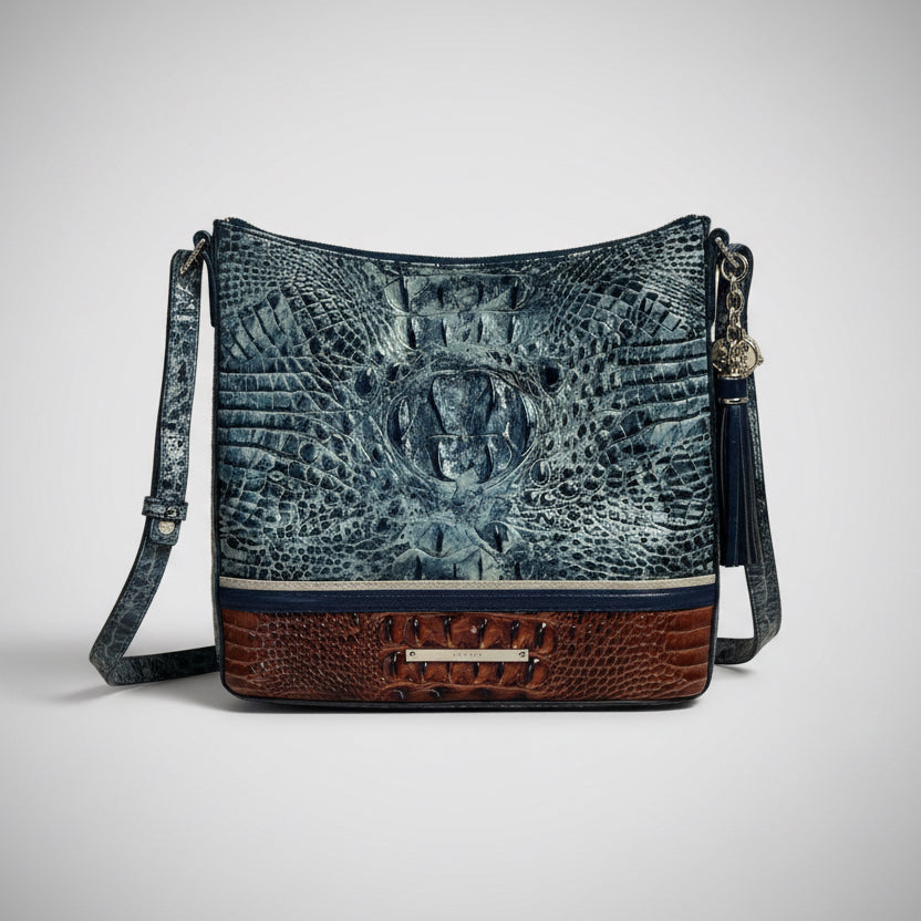Brahmin Amelia crossbody bag in Glacier blue and brown
