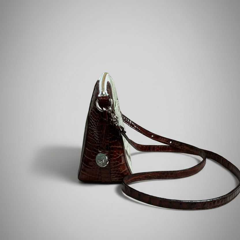 Brahmin brown/cream Mini Duxbury crossbody bag