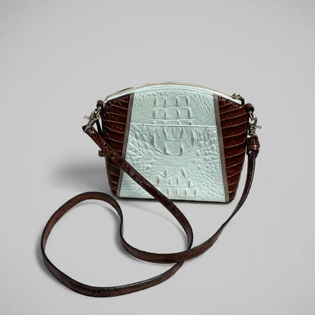 Brahmin brown/cream Mini Duxbury crossbody bag