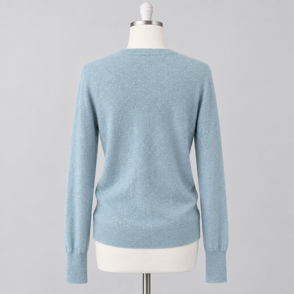 Kinross Cashmere aqua sweater with sequins, size M, NEW WITH TAGS!