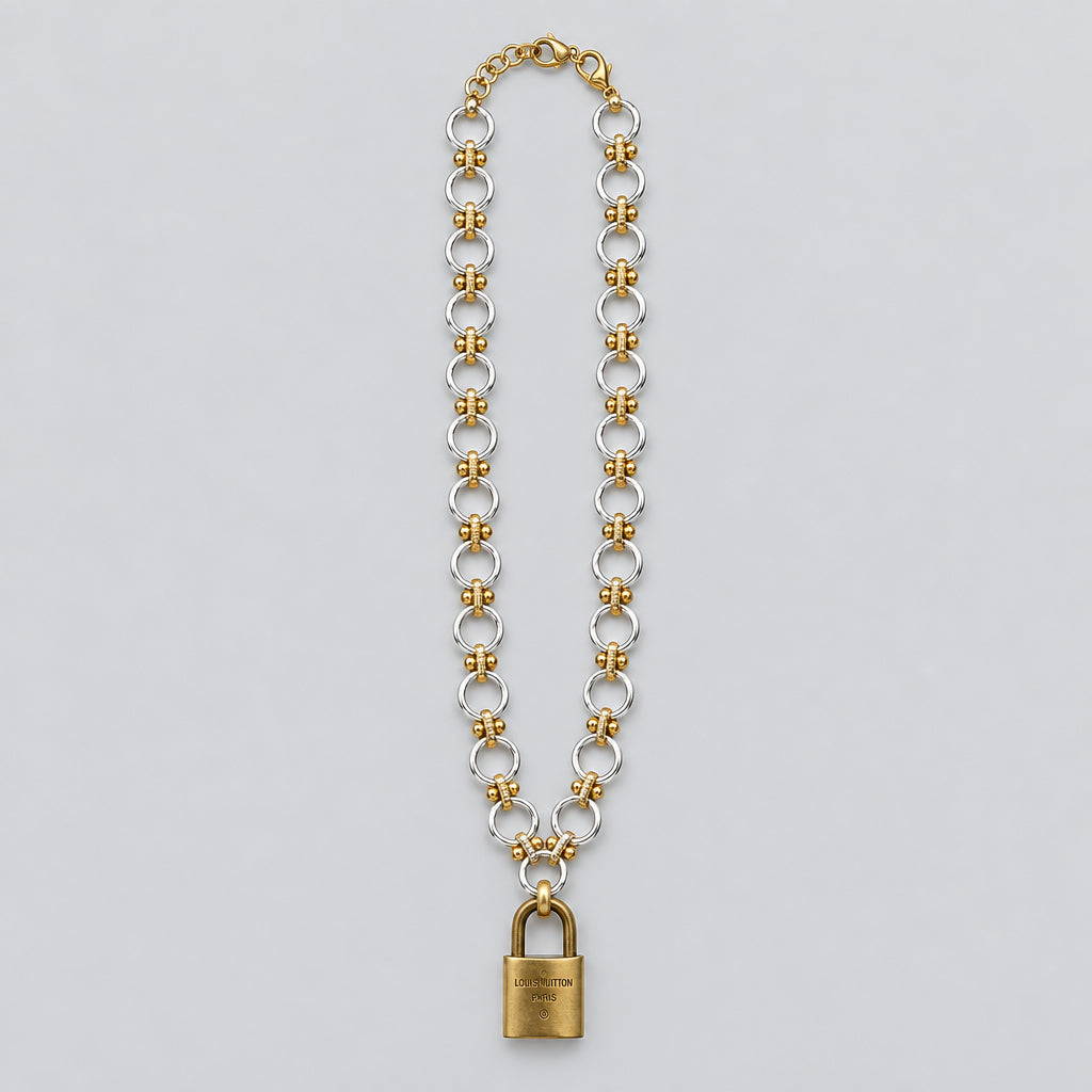 Crafted necklace with vintage Louis Vuitton lock, NEW WITH TAGS!