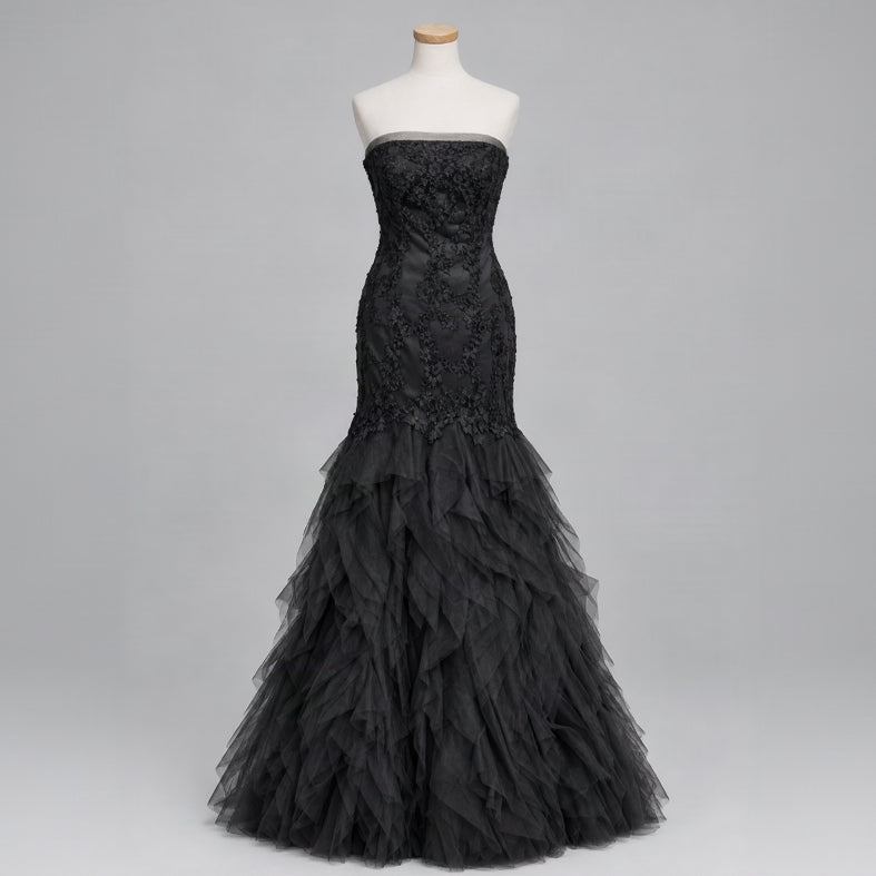 Pronovios charcoal lace and tulle dress, size 10