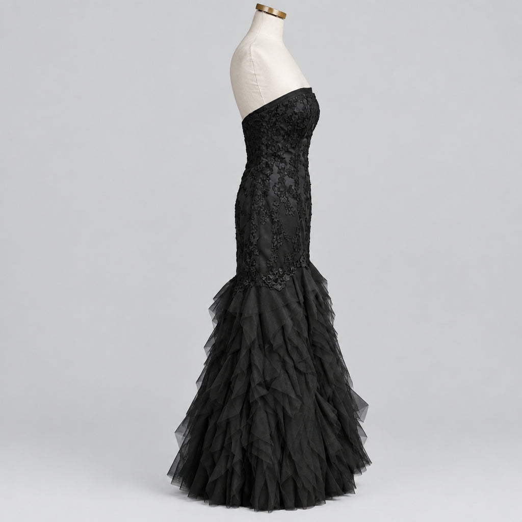 Pronovios charcoal lace and tulle dress, size 10