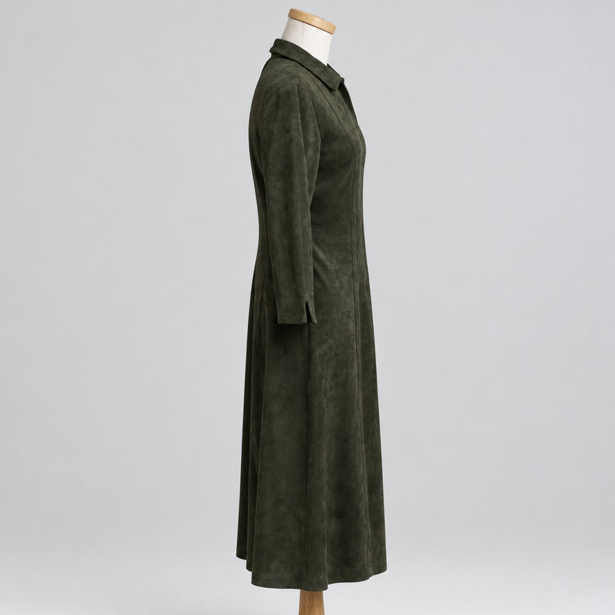 J. McLaughlin olive faux suede dress, size M