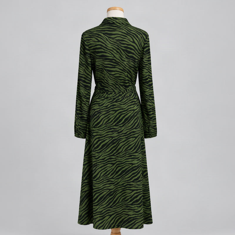 Boden olive and black zebra print dress, size 12