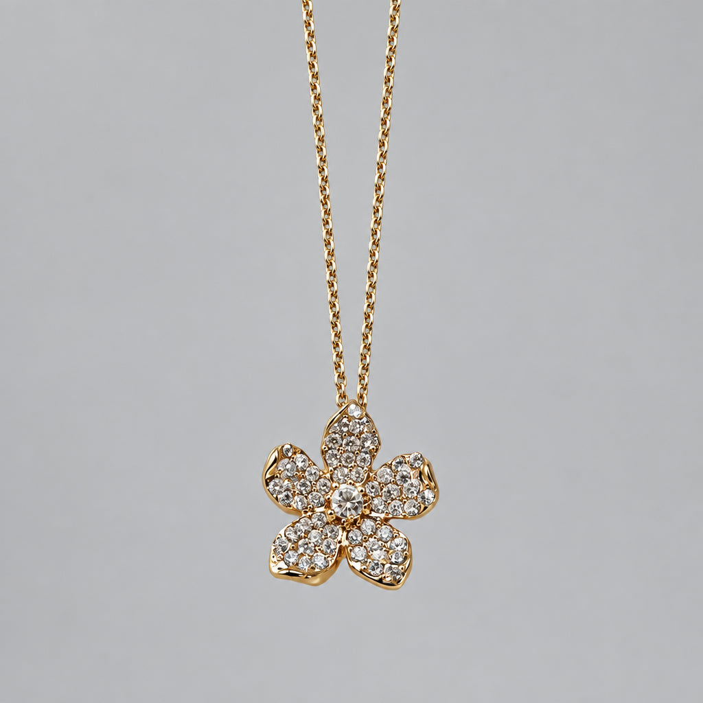 Lilly Pulitzer gold tone and rhinestone flower necklace