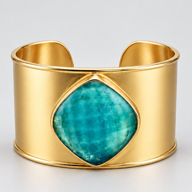 Jennifer Landis gold-tone and blue chalcedony cuff