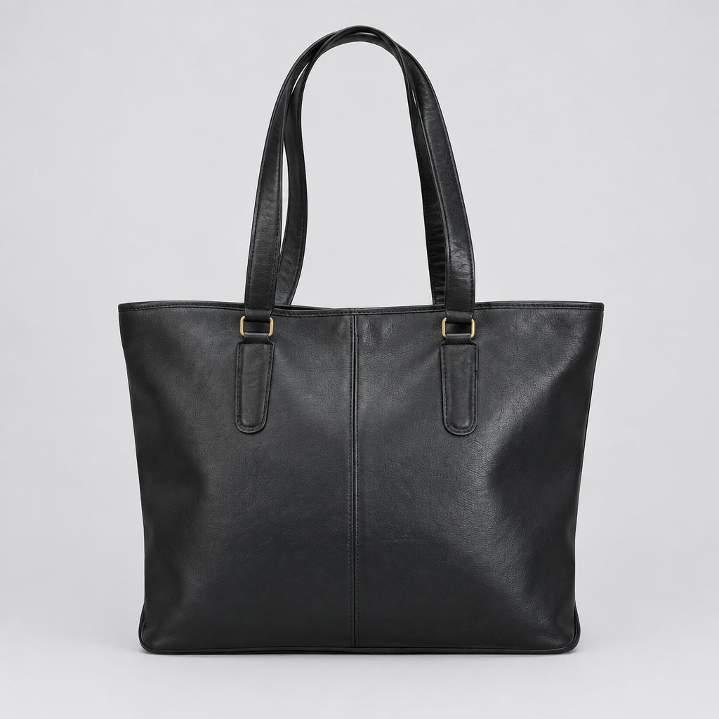 Coach black leather vintage tote