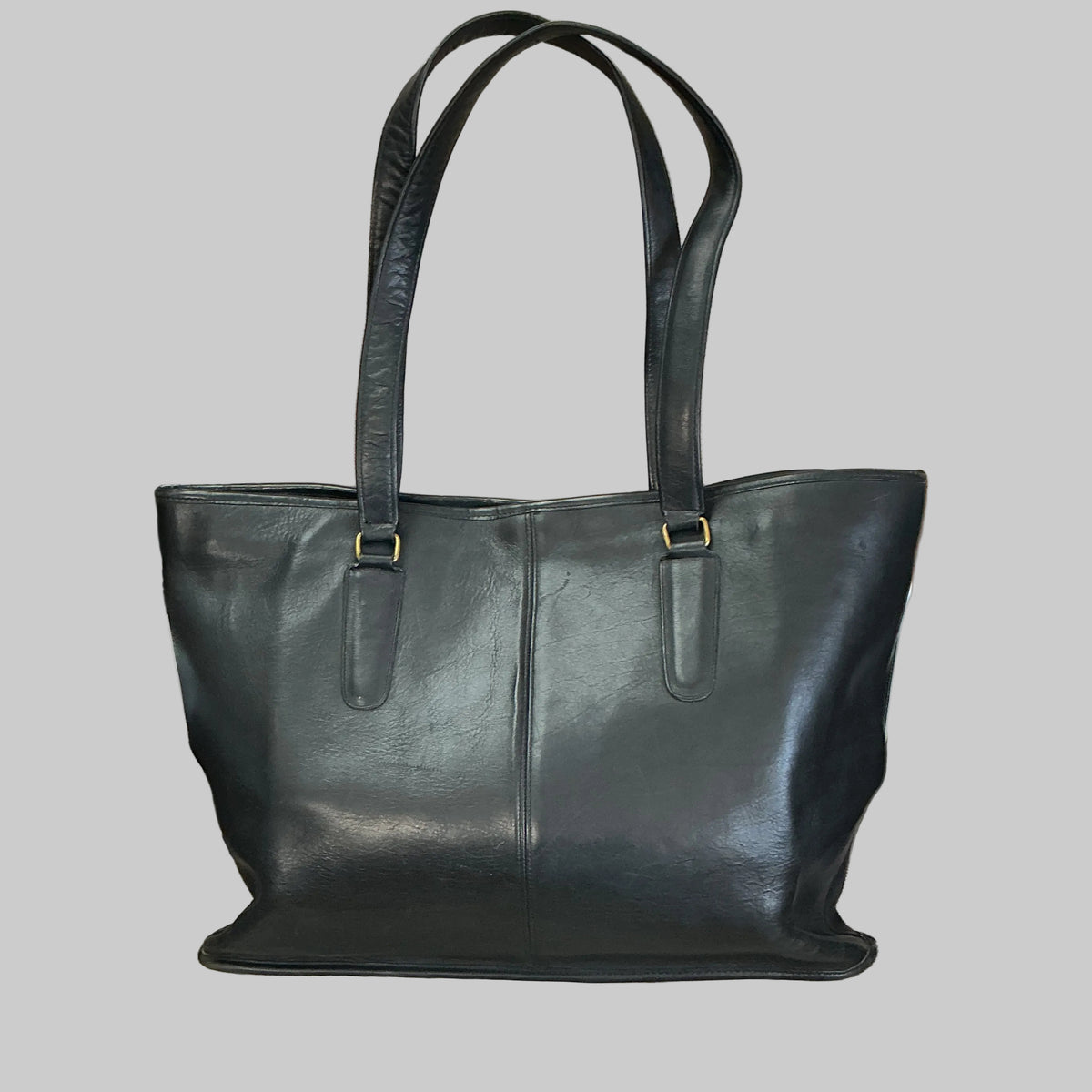 Coach black leather vintage tote