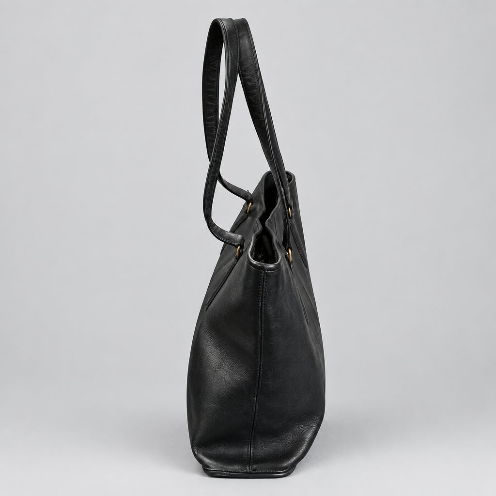 Coach black leather vintage tote