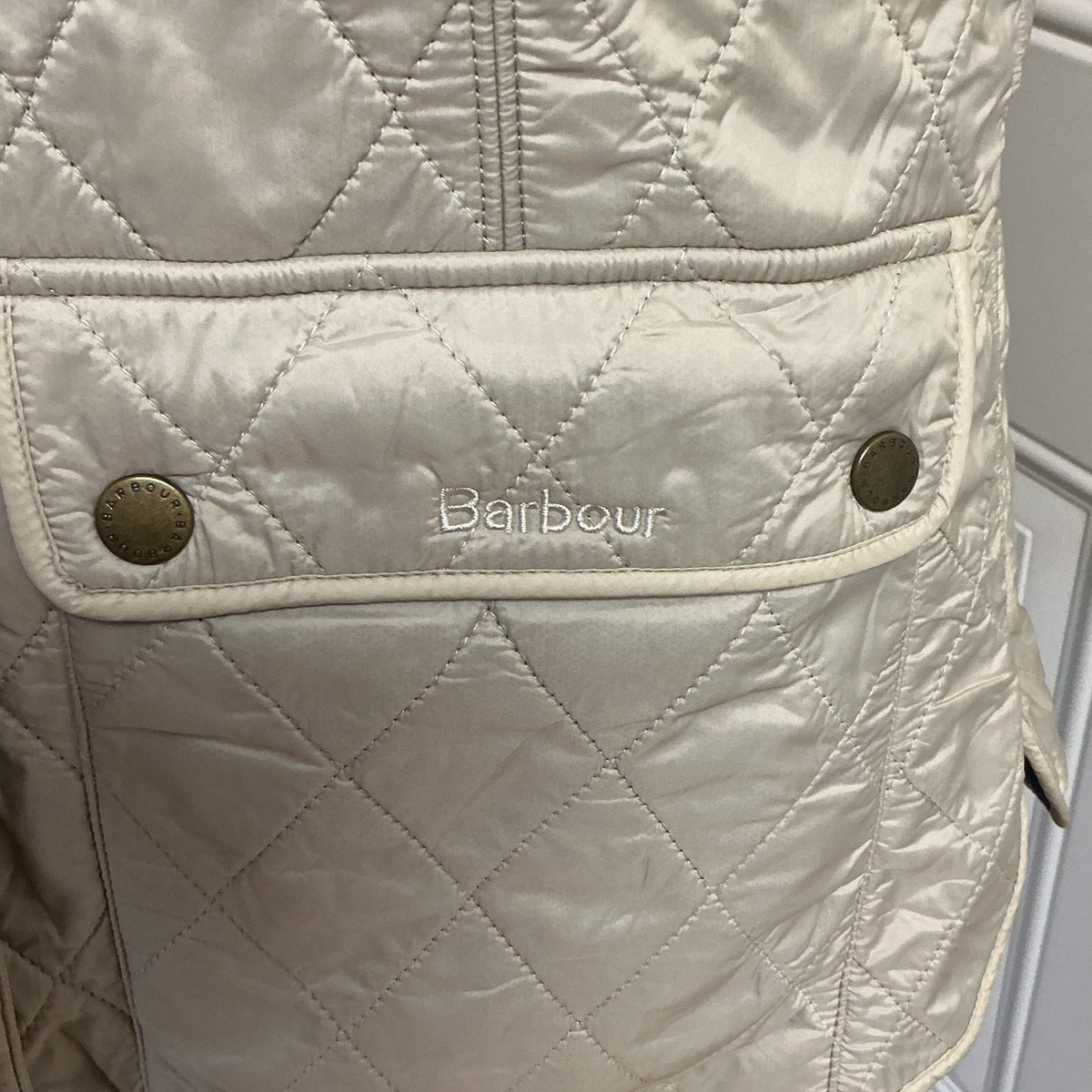Barbour khaki quilted vest, size 10