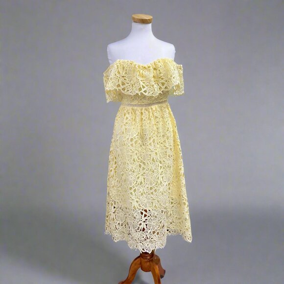 ASTR butter yellow lace dress, size S