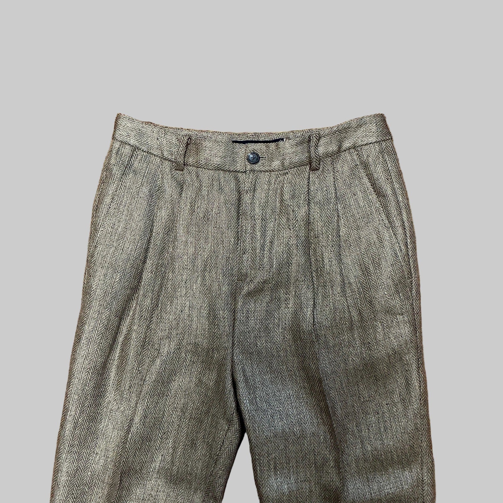 Lauren brown & gold metallic herringbone linen pants, size 4
