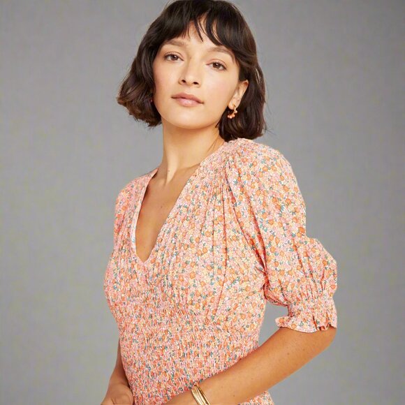 Faithfull the Brand coral floral dress, size 4