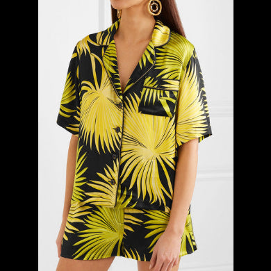 De La Vali black, green, and yellow tropical Kid shorts set, size 10/12, LIKE NEW!