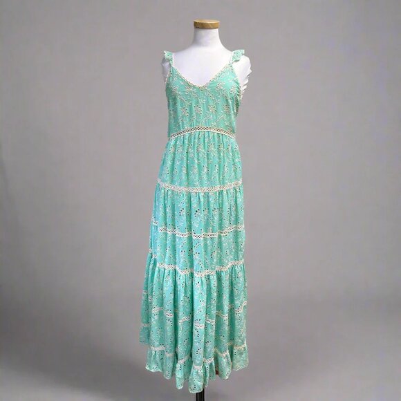 Miss June mint eyelet maxi dress, size XS