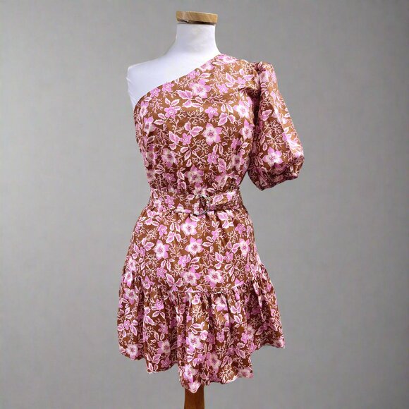 Jason Wu coffee and orchid floral print dress, size S