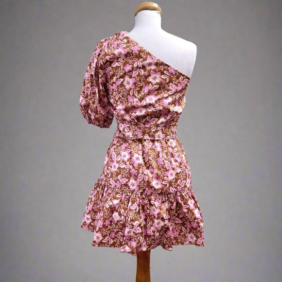 Jason Wu coffee and orchid floral print dress, size S