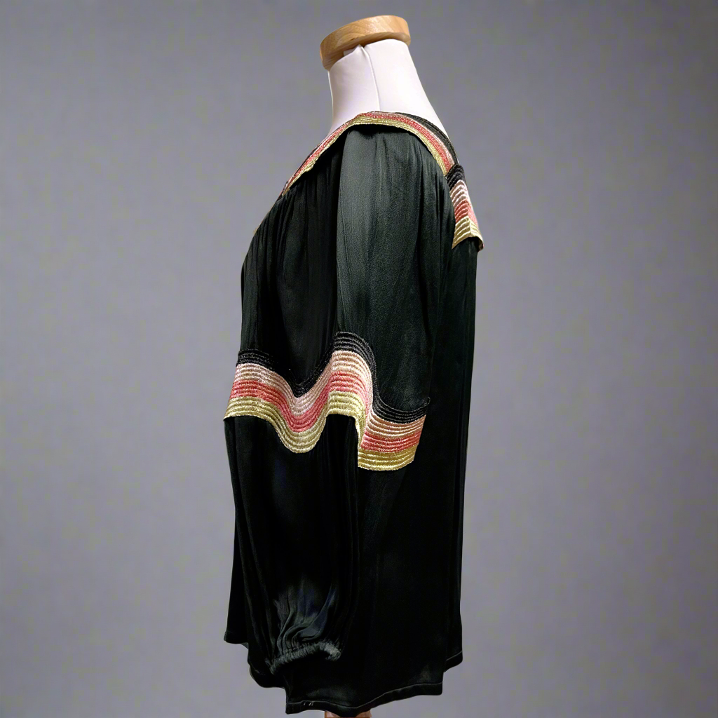 Corey Lynn Calter black and metallic Patti blouse, size S