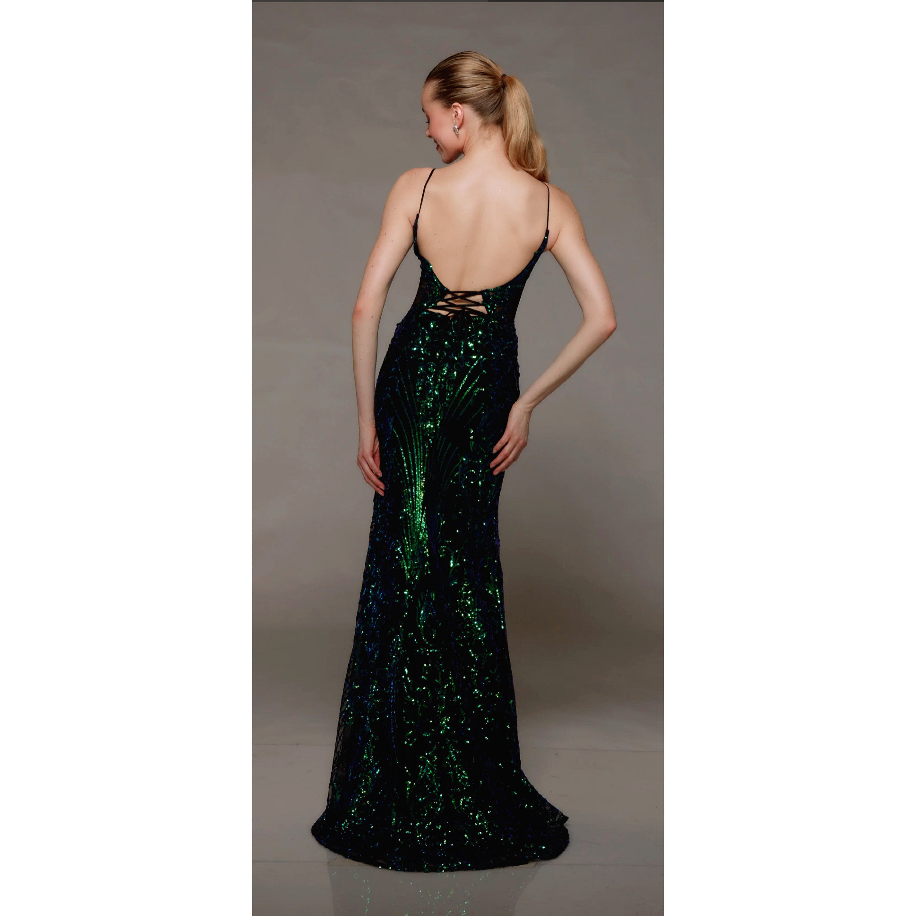 Alyce Paris dark green sequin dress, sizes 6 & 10, NEW WITH TAGS!