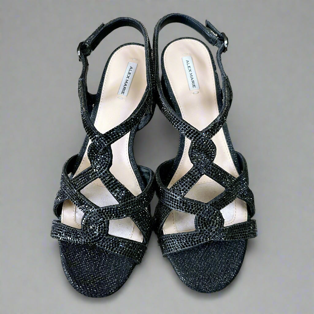 Alex Marie black sparkling sandal, size 8.5