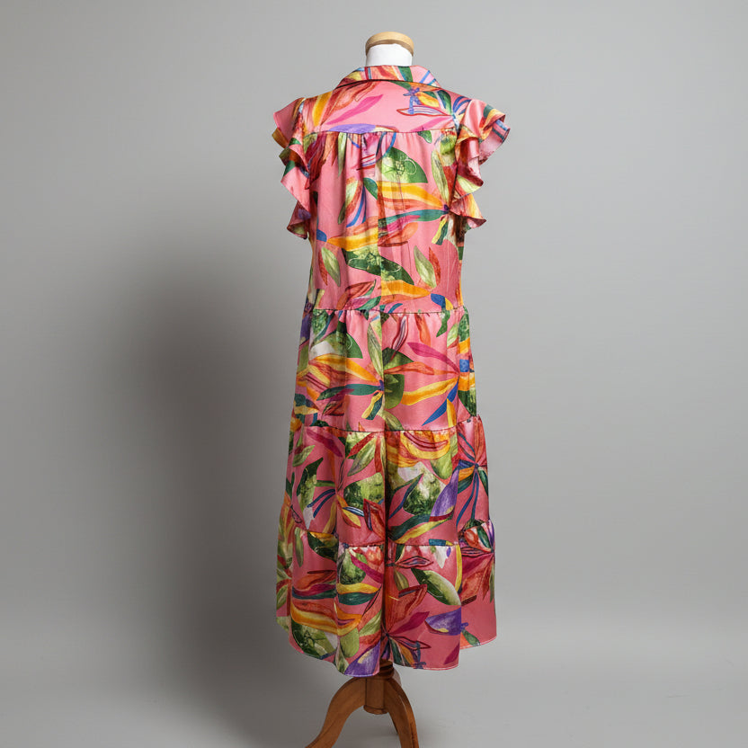 UmGee pink tropical floral dress, size S