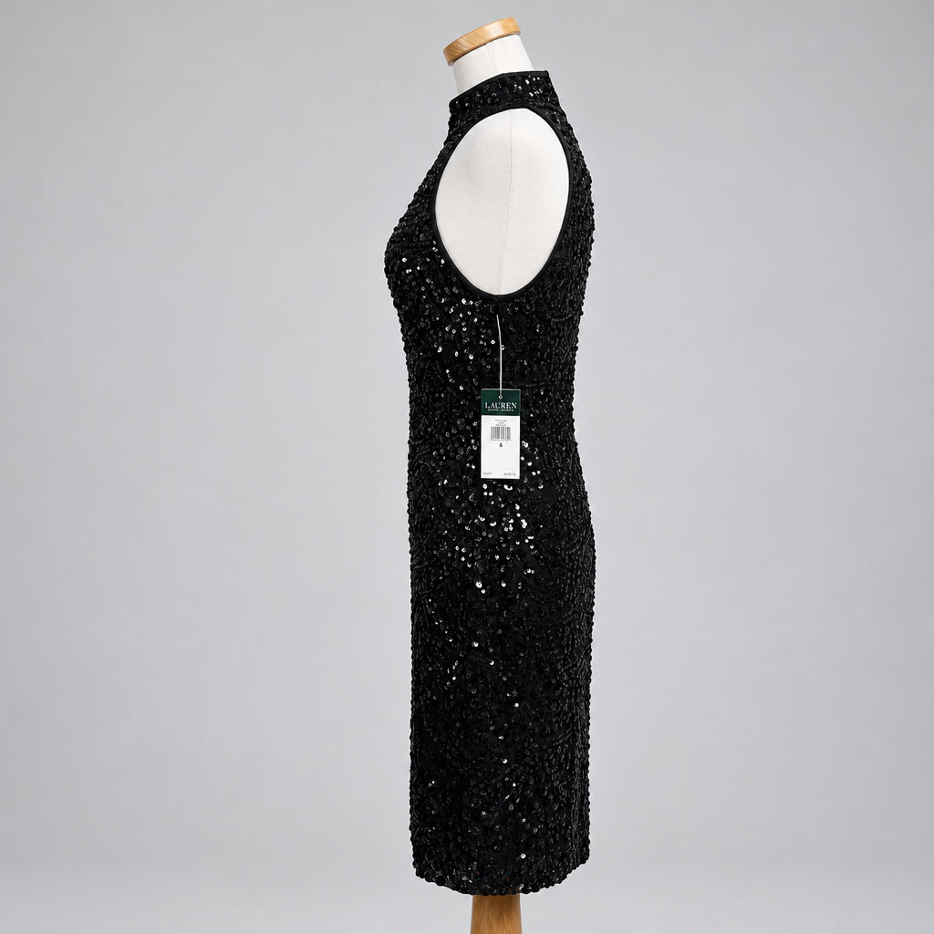 Lauren black sequin dress, size 8, NEW WITH TAGS!