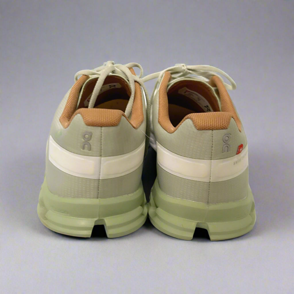On Running sage & white Cloudflow shoes, size 7