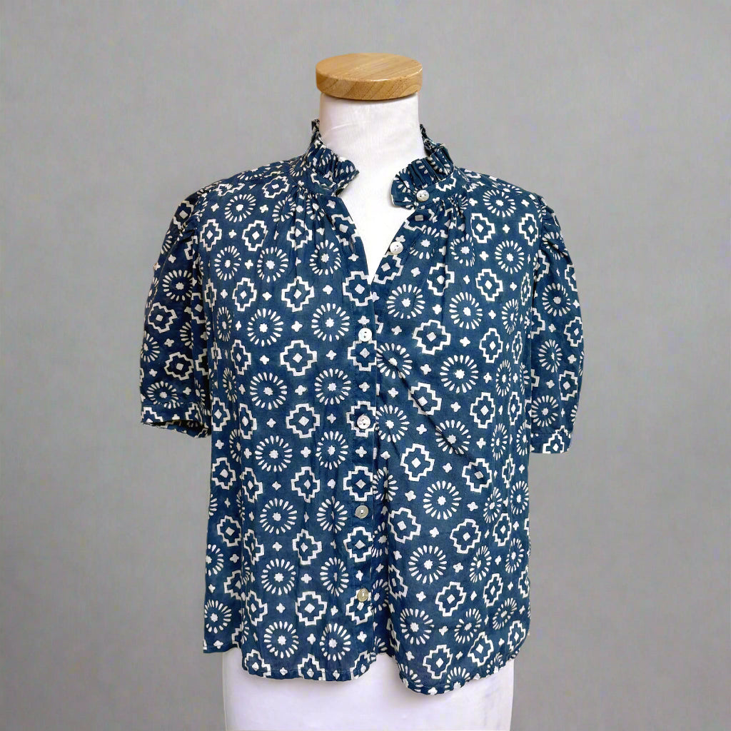 Alix of Bohemia blue print Winnie blouse, size XS