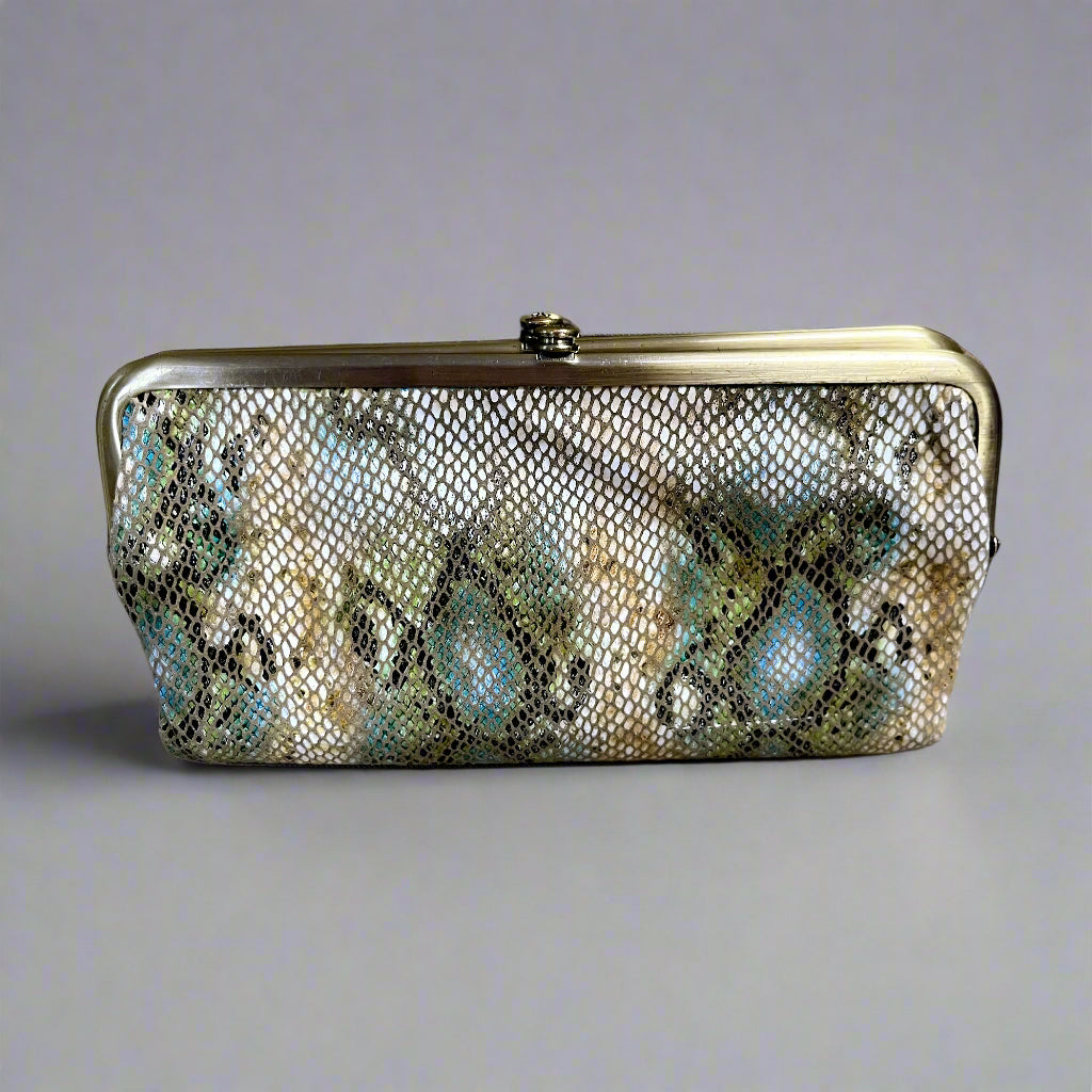 Hobo aqua “snakeskin” Lauren wallet