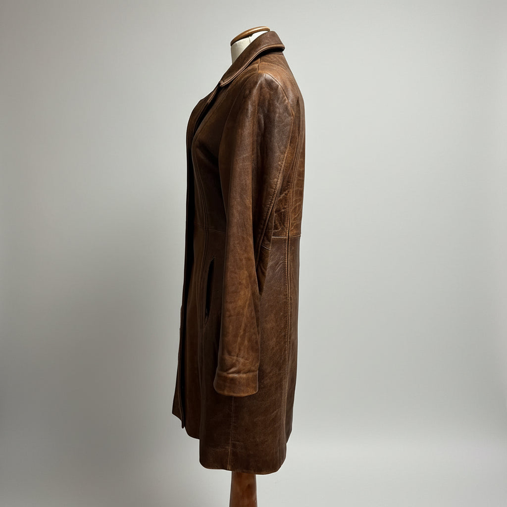 Rogue Leather brown leather coat, size S