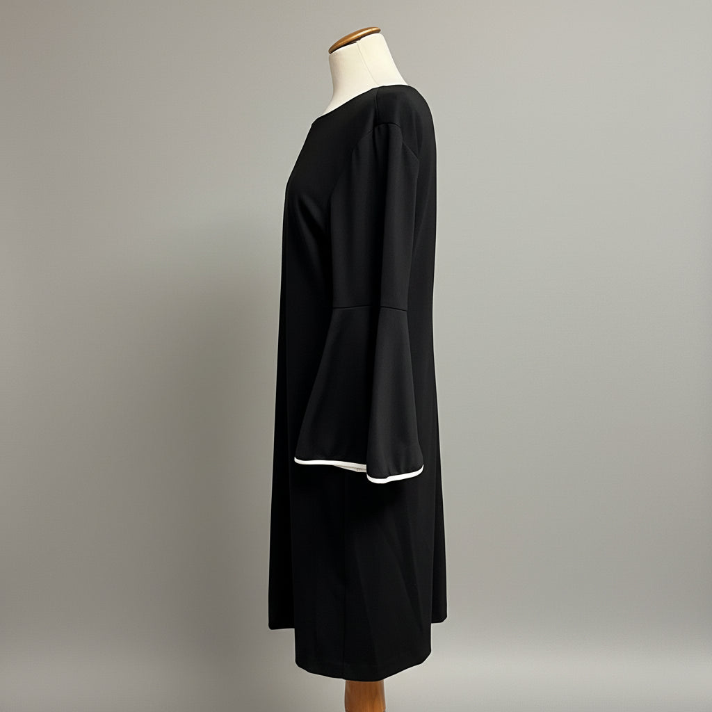 Sara Campbell black dress with white bell sleeve, size XL, NEW WITH TAGS!