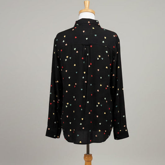 Rails black heart print blouse, size M, NEW WITH TAGS!