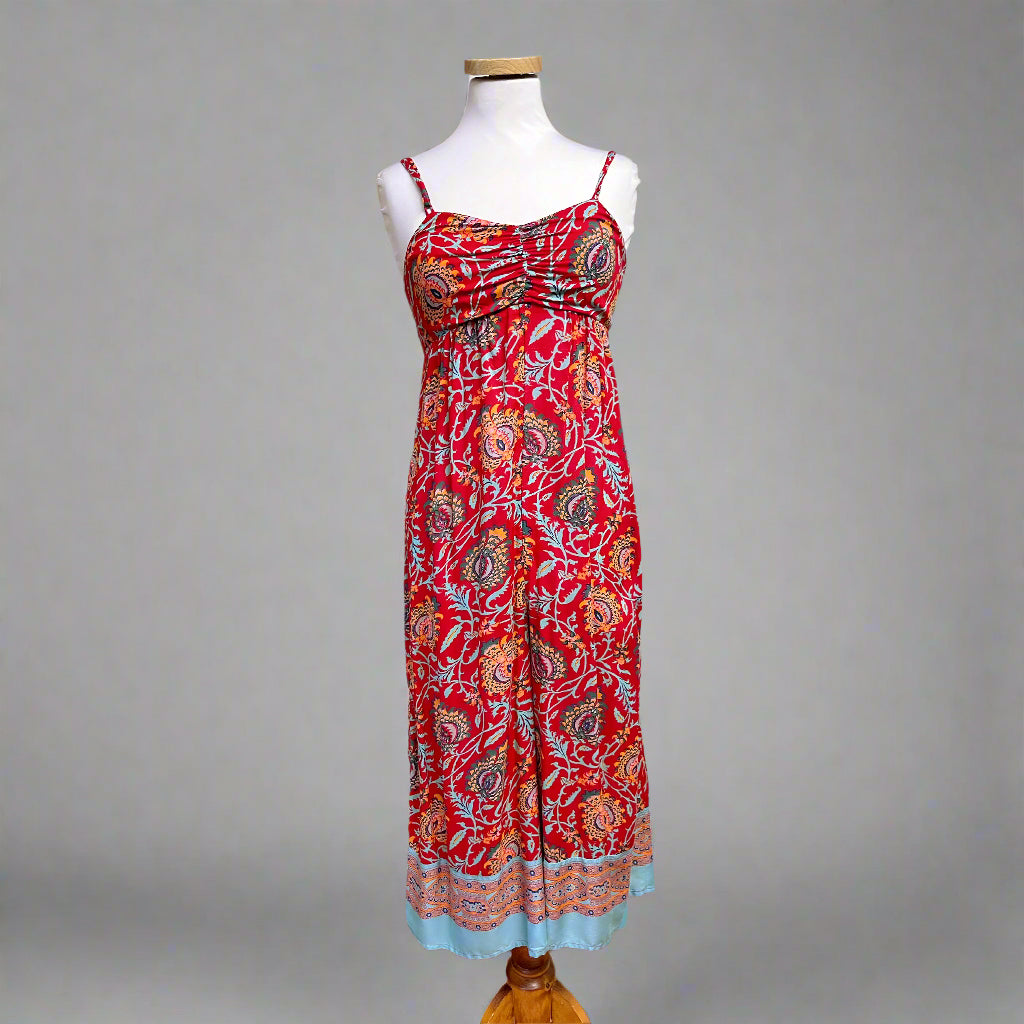 Anthropologie red print jumpsuit, size XS