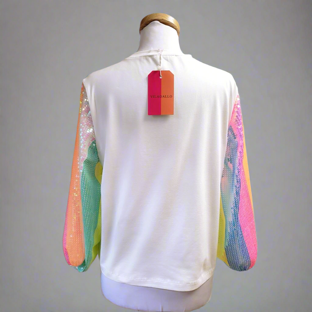 Vilagallo rainbow sequin top, size S, NEW WITH TAGS!