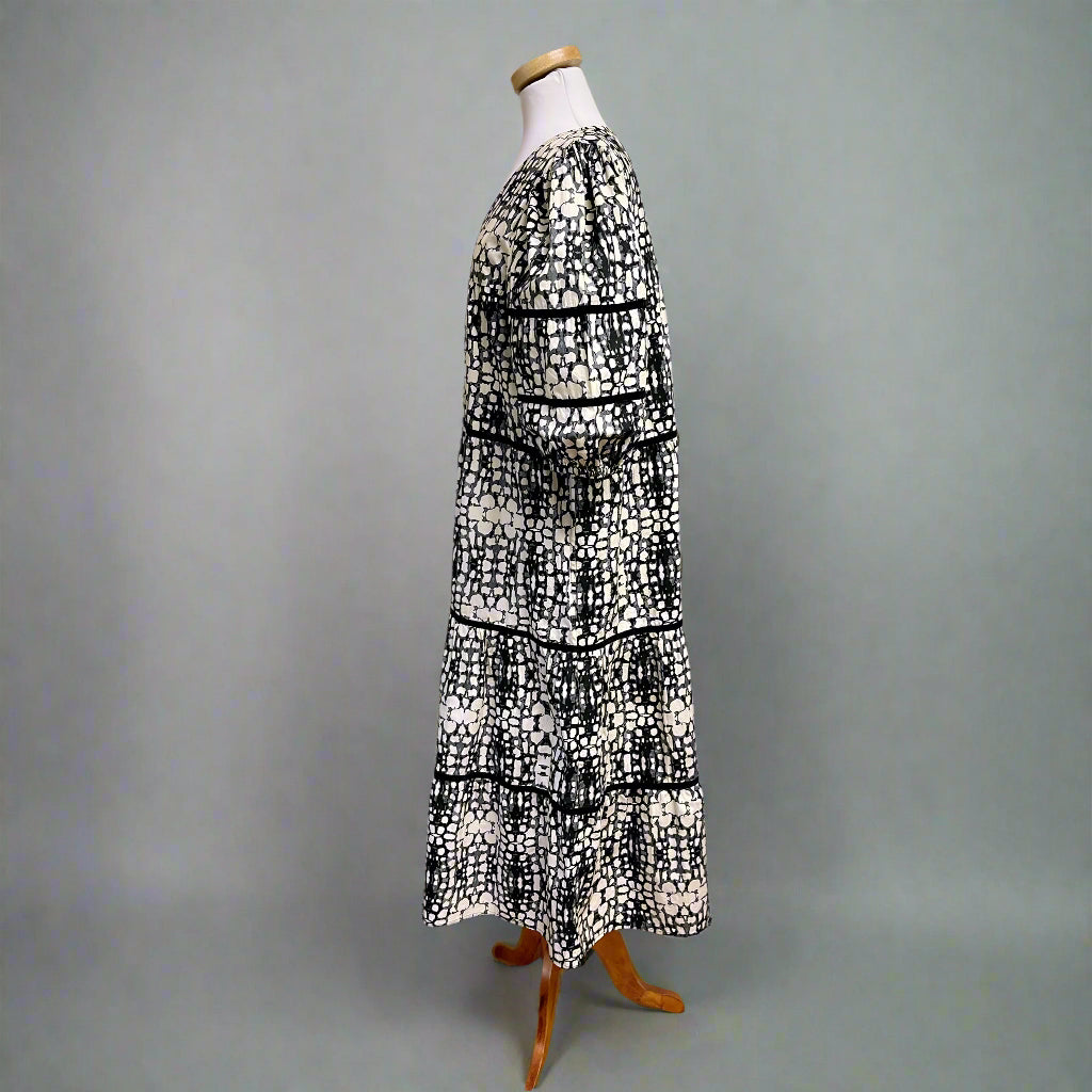 Olivia James The Label gray, black, and cream dress, size S