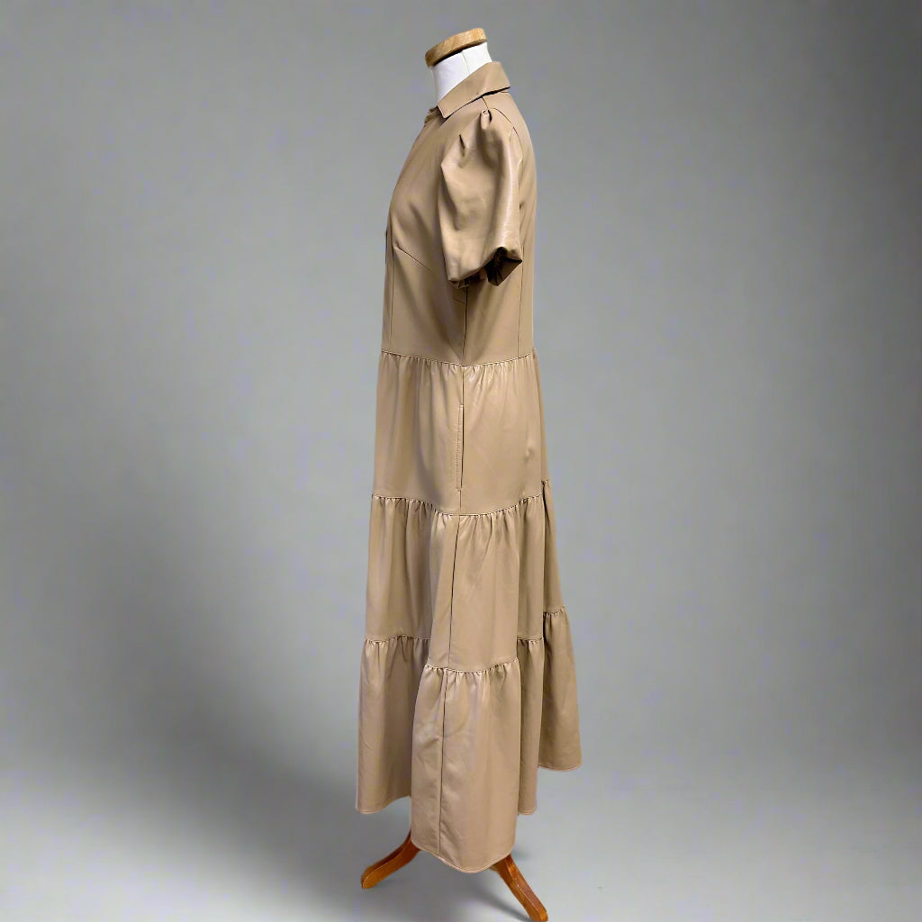 Anna Rae tan vegan leather Phoebe dress, size L, NEW WITH TAGS!