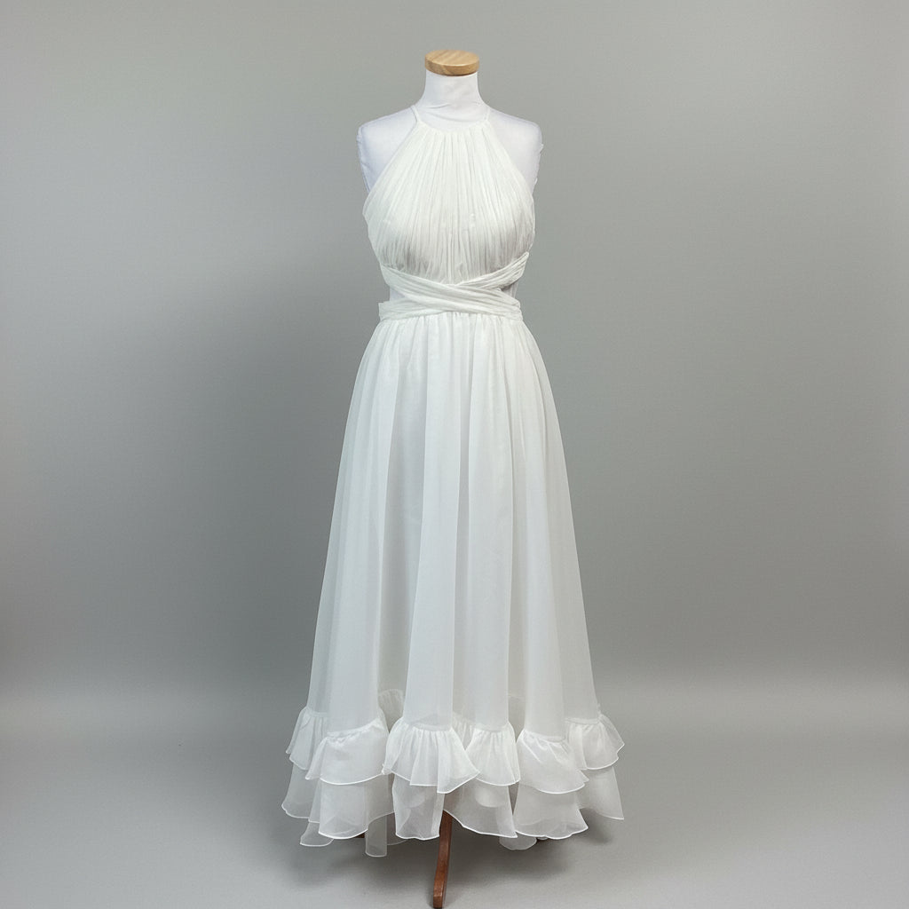 Mac Duggal white chiffon formal dress, size 6, NEW WITH TAGS!